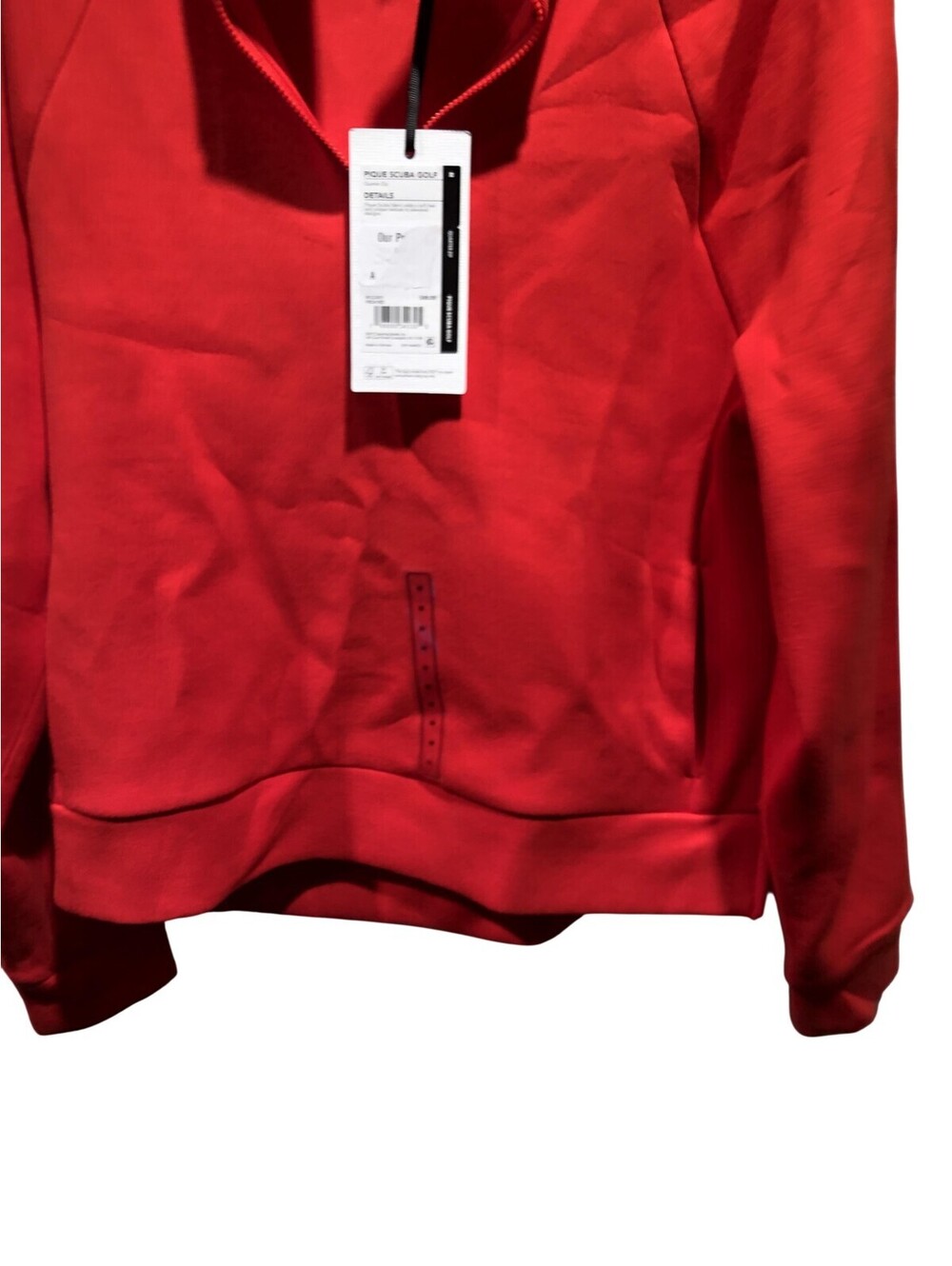 CALIA Pullover Womens Medium Red Pique Scuba Golf 1/4 Zip Mock Neck Top Pockets